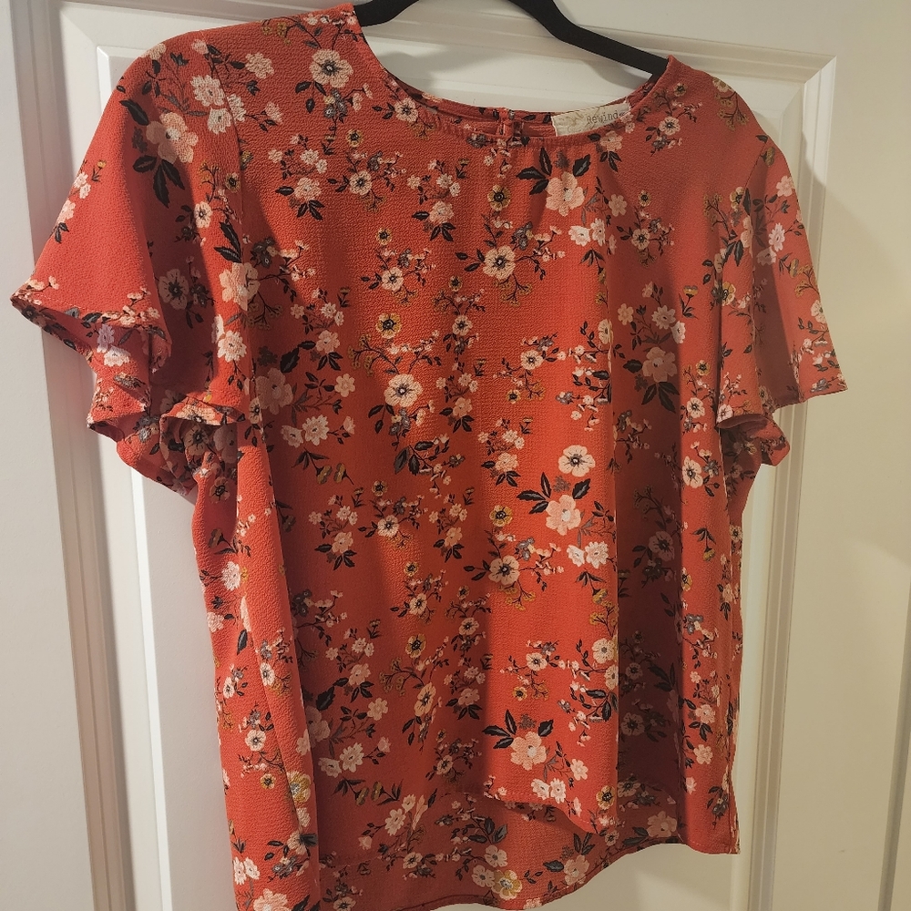 Orange Floral Top size L